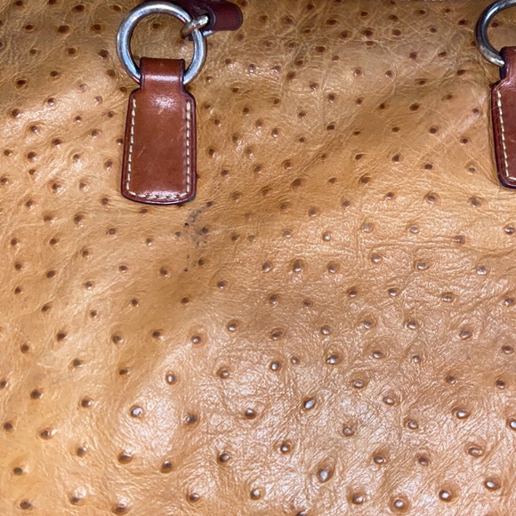 Dooney and Bourke large ostrich texture leather tote in tan and brown - Picture 8 of 14